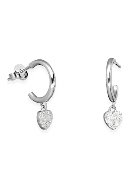 Srebrne Kolczyki Wiszące Serduszko