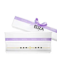 Pozłacana Bransoletka - Krzyżyk Z Czarnymi Koralikami 2