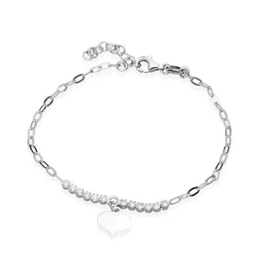 Srebrna Bransoletka - Blaszka Serduszko