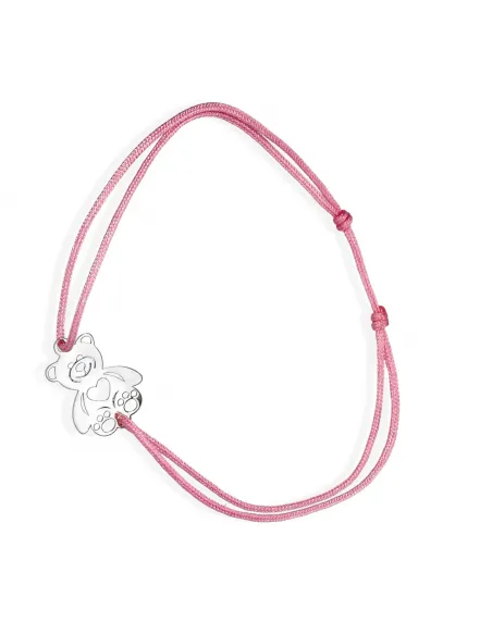 Srebrna Brasoletka Na Sznurku Dziecięca - Miś