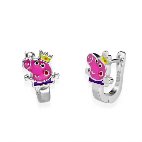 Srebrne Kolczyki - Świnka Peppa