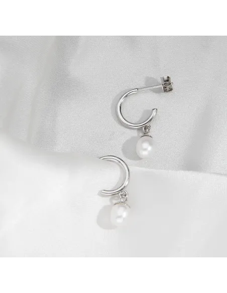 Srebrne Wiszące Kolczyki PERŁY