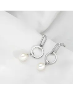 Srebrne Wiszące Kolczyki PERŁY 2