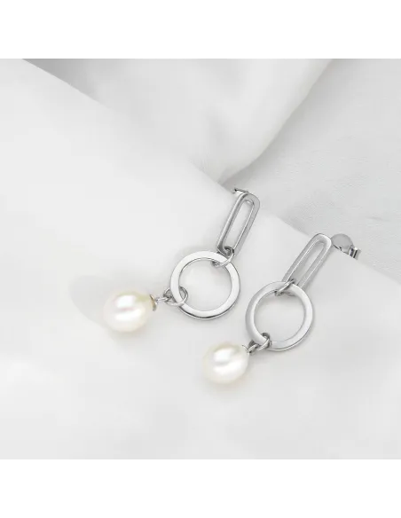 Srebrne Wiszące Kolczyki PERŁY