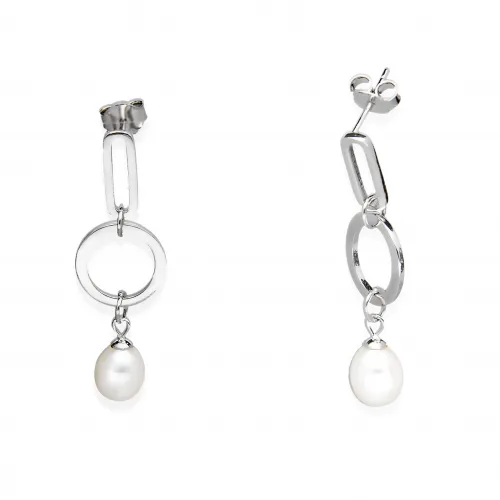 Srebrne Wiszące Kolczyki PERŁY