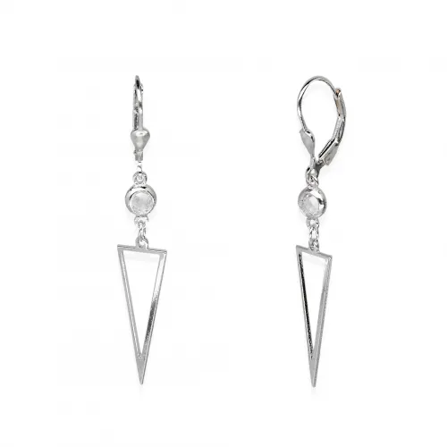 Srebrne Kolczyki Wiszące Trójkąty