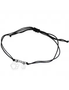 Srebrna Bransoletka Na Sznurku - Łapka