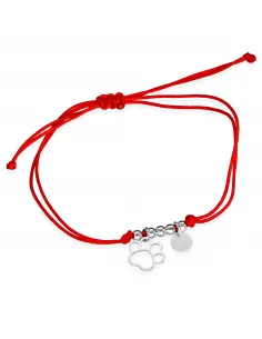 Srebrna Bransoletka Na Sznurku - Łapka