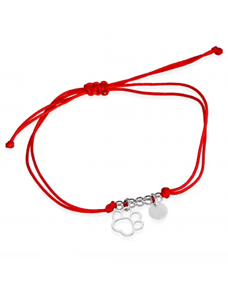 Srebrna Bransoletka Na Sznurku - Łapka