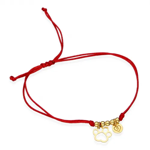 Pozłacana Bransoletka Na Sznurku - Łapka