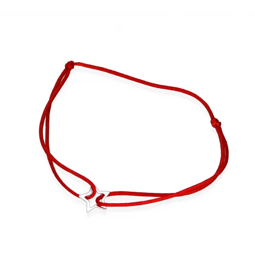 Srebrna Bransoletka Na Sznurku - Gwiazdka