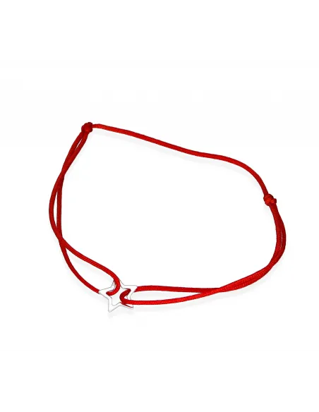 Srebrna Bransoletka Na Sznurku - Gwiazdka