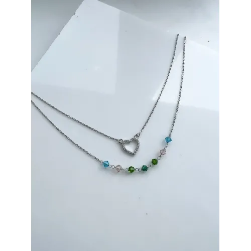 Srebrny Naszyjnik Podwójny - Serce