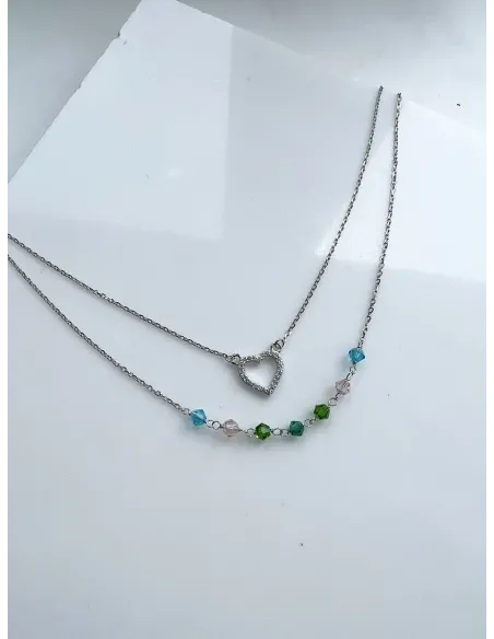 Srebrny Naszyjnik Podwójny - Serce