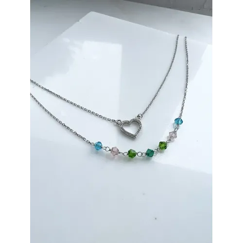 Srebrny Naszyjnik Podwójny - Serce