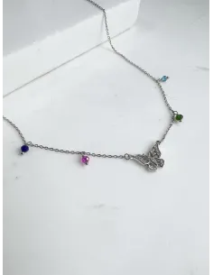 Srebrny Naszyjnik Wieloelementowy - Motylek