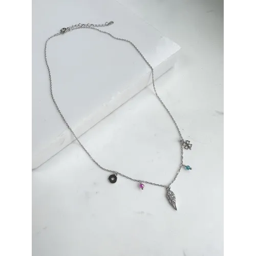 Srebrny Naszyjnik Wieloelementowy - Skrzydło