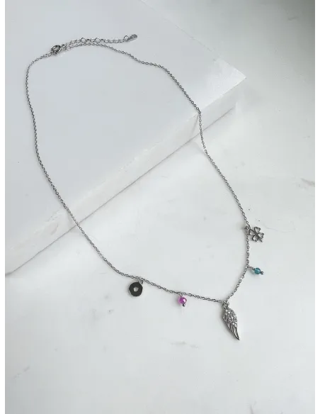 Srebrny Naszyjnik Wieloelementowy - Skrzydło