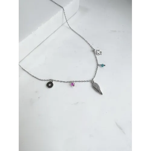 Srebrny Naszyjnik Wieloelementowy - Skrzydło