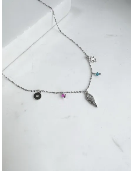Srebrny Naszyjnik Wieloelementowy - Skrzydło