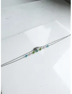 Srebrna Bransoletka Podwójna - Skrzydło Z Kolorowymi koralikami 2