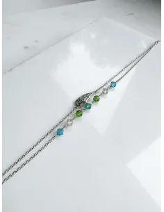 Srebrna Bransoletka Podwójna - Skrzydło Z Kolorowymi koralikami