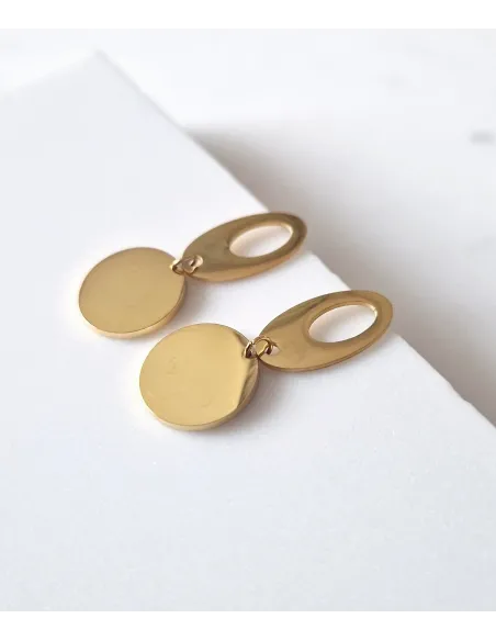 Kolczyki Wiszące STAL CHIRURGICZNA Owalne Blaszki