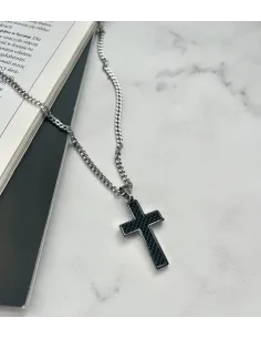 Naszyjnik Męski STAL CHIRURGICZNA Krzyż Czarny 2