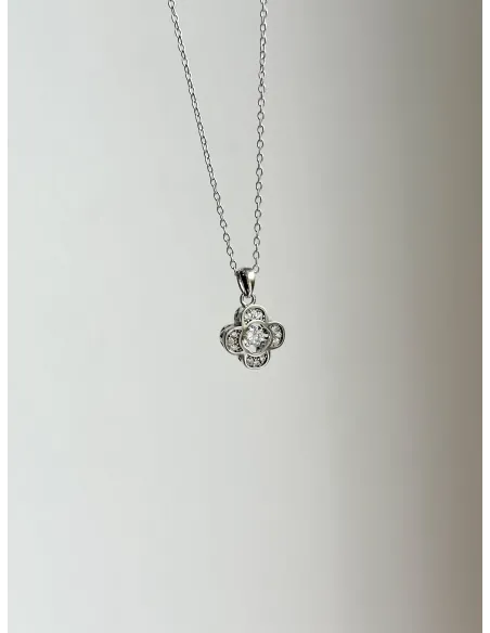 OUTLET Srebrny Naszyjnik Kwiatek