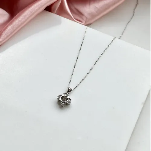 OUTLET Srebrny Naszyjnik Kwiatek