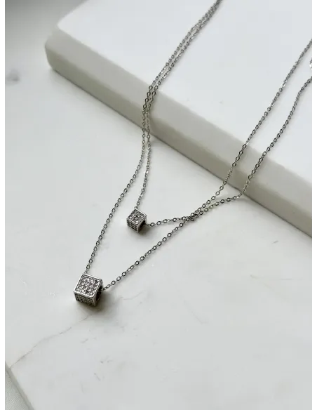 OUTLET Srebrny Naszyjnik Kostki