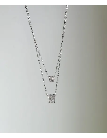 OUTLET Srebrny Naszyjnik Kostki