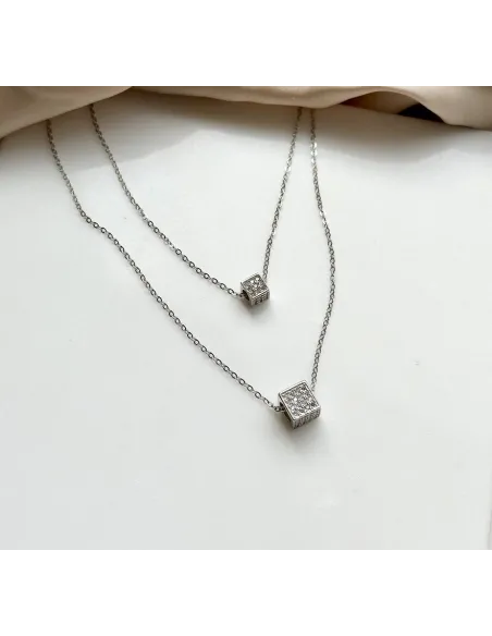 OUTLET Srebrny Naszyjnik Kostki