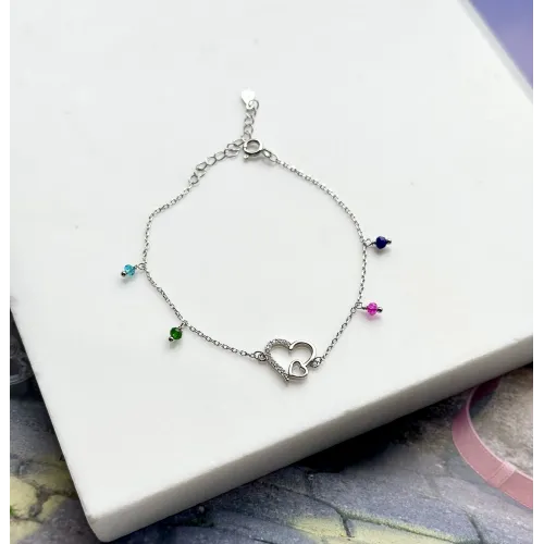 srebrna-bransoletka-serduszka-z-kolorowymi-koralikami