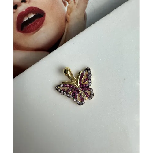 srebrna-zawieszka-pozlacana-rozowy-motyl