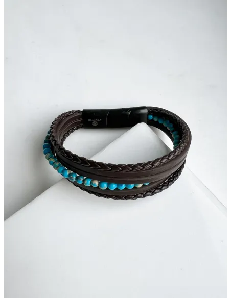 meska-bransoletka-stal-chirurgiczna-skorzana-z-niebieskimi-kamieniami