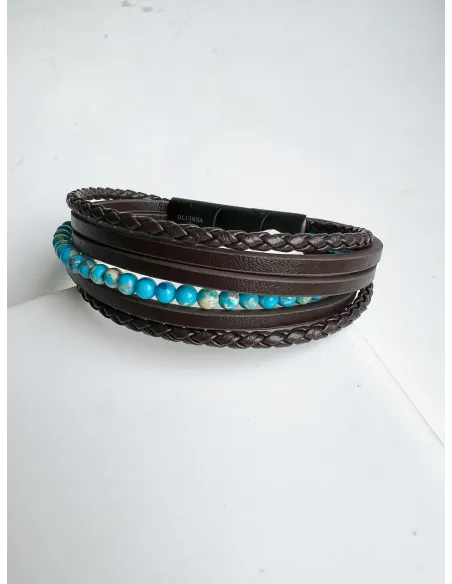 meska-bransoletka-stal-chirurgiczna-skorzana-z-niebieskimi-kamieniami