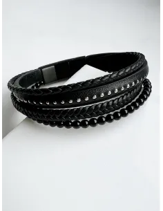 meska-bransoletka-stal-chirurgiczna-skorzana-z-nitami 2