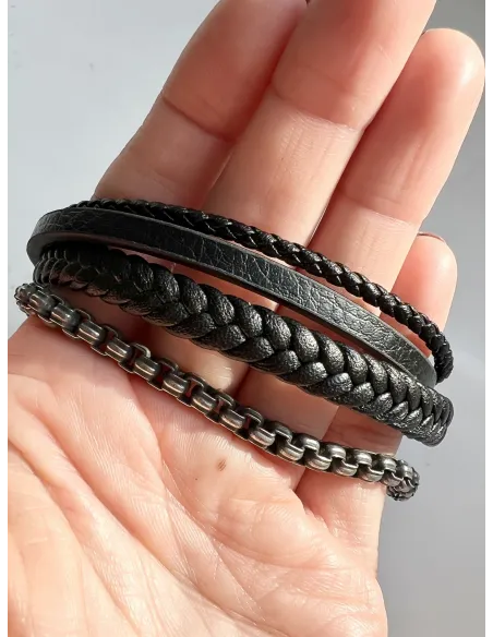 meska-bransoletka-stal-chirurgiczna-skorzana-z-lancuchem