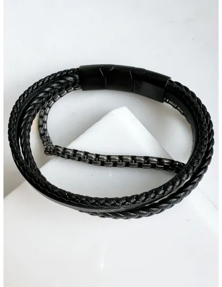 meska-bransoletka-stal-chirurgiczna-skorzana-z-lancuchem