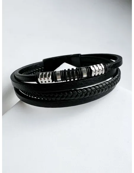 meska-bransoletka-stal-chirurgiczna-skorzana