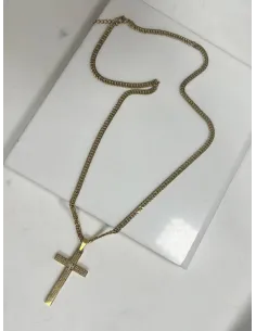 naszyjnik-meski-stal-chirurgiczna-krzyz-zloty 2