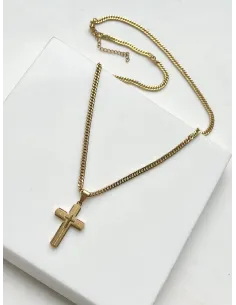 naszyjnik-meski-stal-chirurgiczna-krzyz-zloty 2