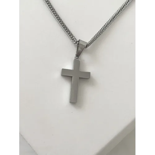 naszyjnik-meski-stal-chirurgiczna-krzyz-srebrny-gladki