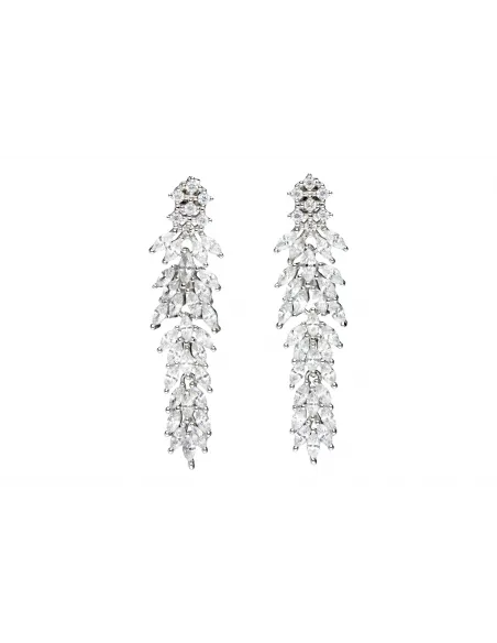 Srebrne długie kolczyki z cyrkoniami